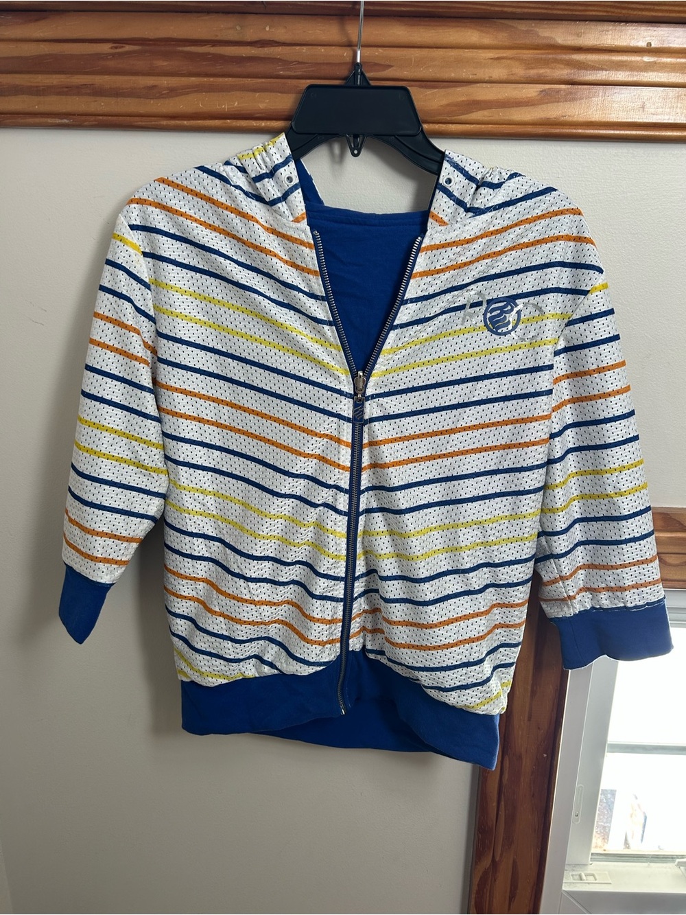 Vintage Kids Rocawear Reversible Blue & White Striped Hooded Jacket